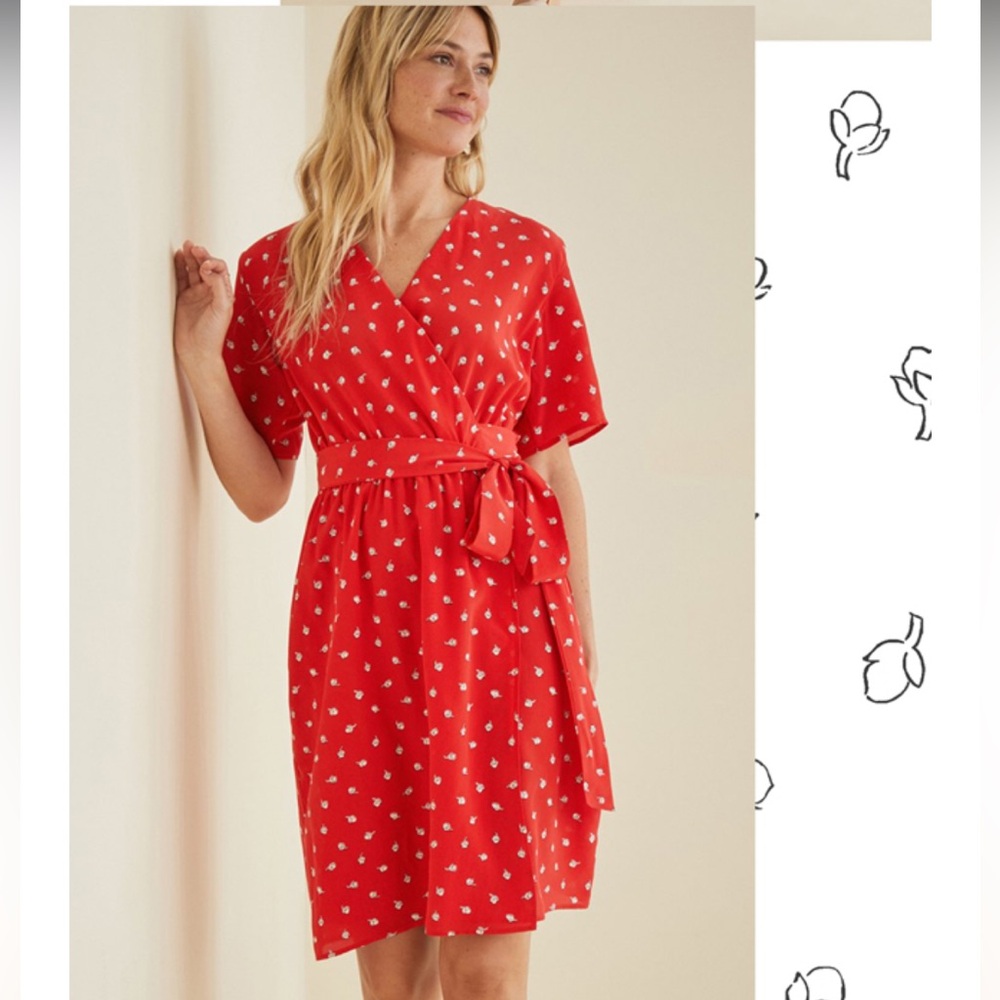 Amour Vert Rosebud Silk Wrap Dress